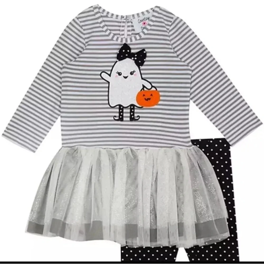 Ghost - Counting Daisies Girl's Baby’s Halloween 2 Piece Long Sleeve & Pant Set